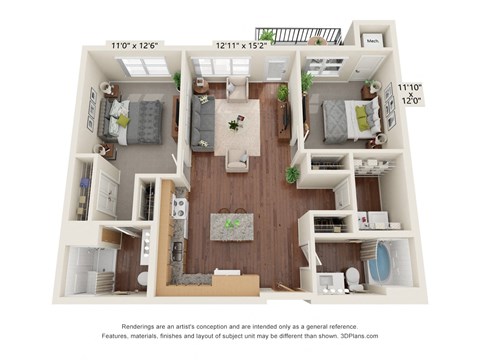 2 Bedroom - B Floor Plan at Legacy Commons at Signal Hills 55+ Apartments, West St. Paul, MN